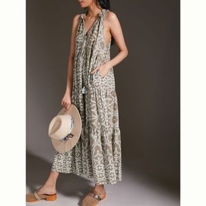 Anthropologie Omika Paola ruffled v-neck tiered maxi dress